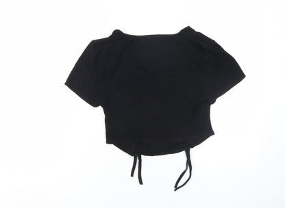 Club L London Black Cropped Blouse Women Size 12