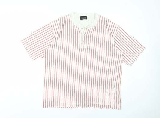 T-Shirt NEXT Henley Stripe Men's M Multicoloured