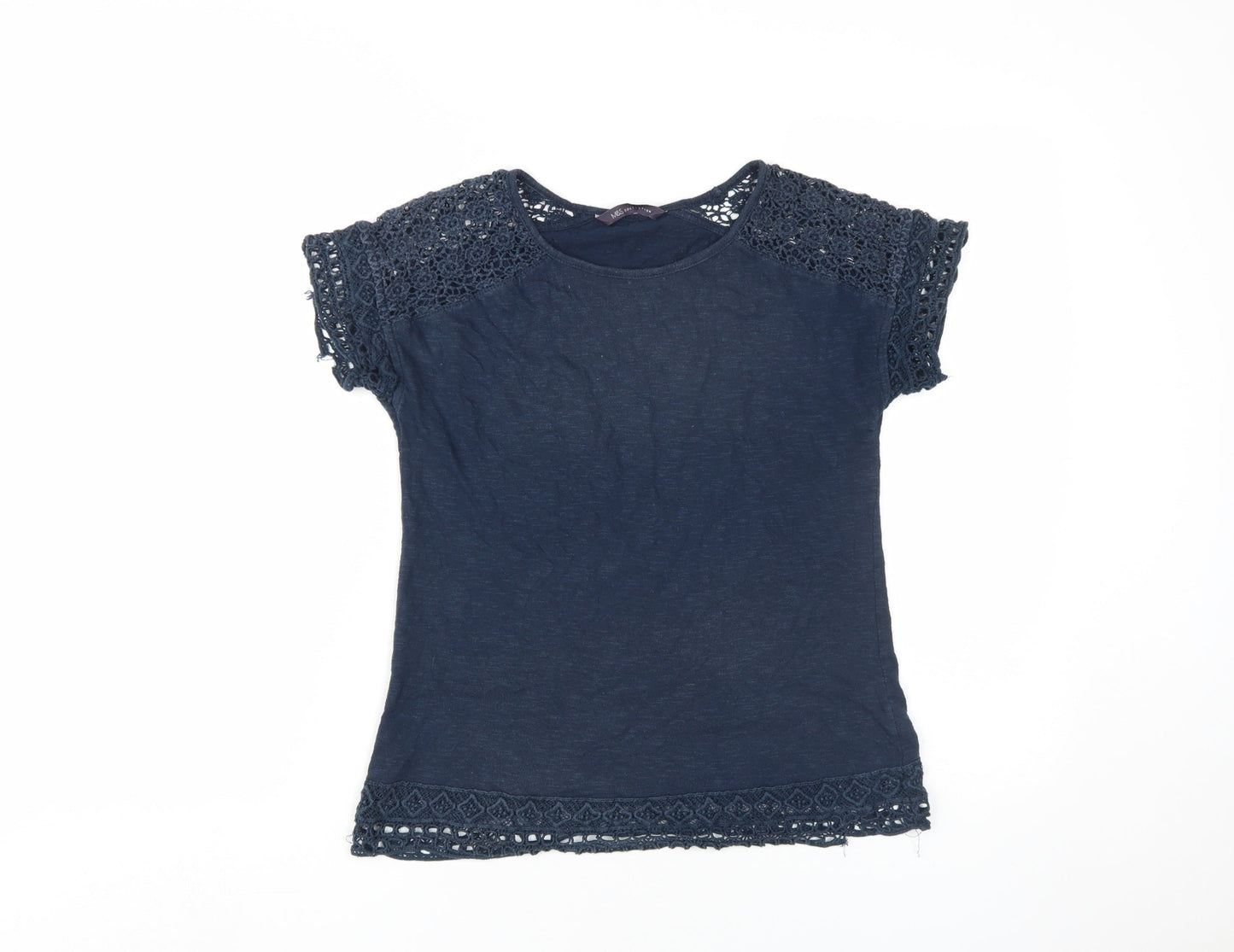 Womens UK Size 8 Marks and Spencer Blue Basic T-Shirt