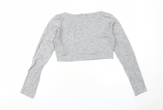 Womens UK Size UK 12 PRETTYLITTLETHING Grey Cropped Long Sleeve Top