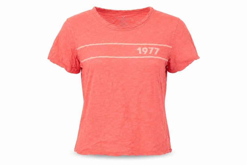 Front view of American Eagle Red T-Shirt, unisex s, short sleeve