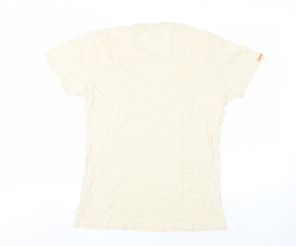 SuperDry Men's Beige Vintage T-Shirt, Size S, Classic Rock