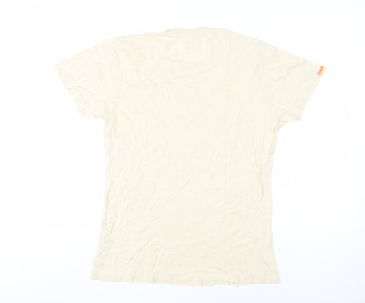 SuperDry Men's Beige Vintage T-Shirt, Size S, Classic Rock