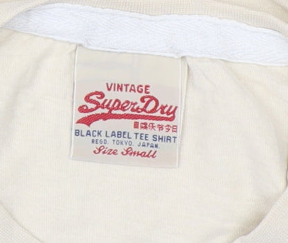 SuperDry Men's Beige Vintage T-Shirt, Size S, Classic Rock