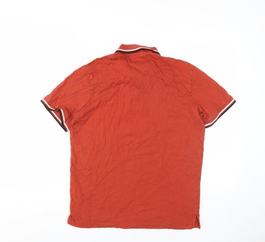 Jack & Jones Men's Red Medium Cotton Short Sleeve Polo