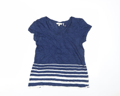 Womens UK Size 8 FatFace Blue Basic T-Shirt