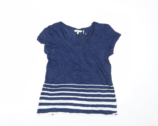 FatFace Women's Blue Striped T-Shirt, Size 8, Casual Summer Top
