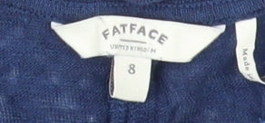 Womens UK Size 8 FatFace Blue Basic T-Shirt