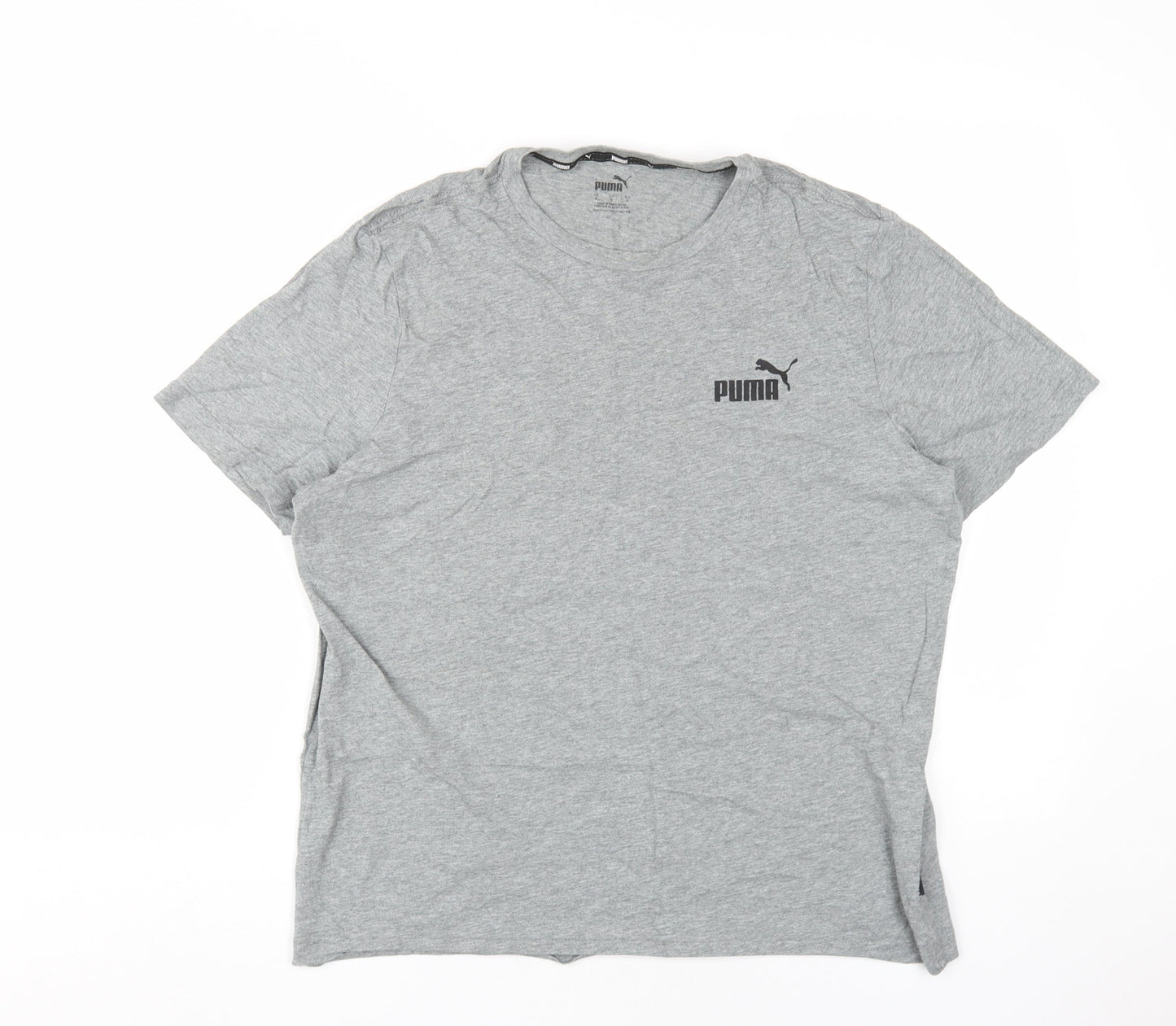 Puma Men's Grey T-Shirt, Medium, Crew Neck, Logo Accent