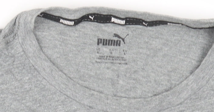 Puma Men's Grey T-Shirt, Medium, Crew Neck, Logo Accent