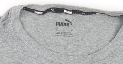 Puma Men's Grey Crew Neck T-Shirt, Size M, Stylish Logo