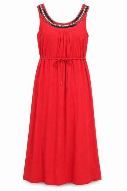 Marks and Spencer Women's Red Midi Fit & Flare Dress