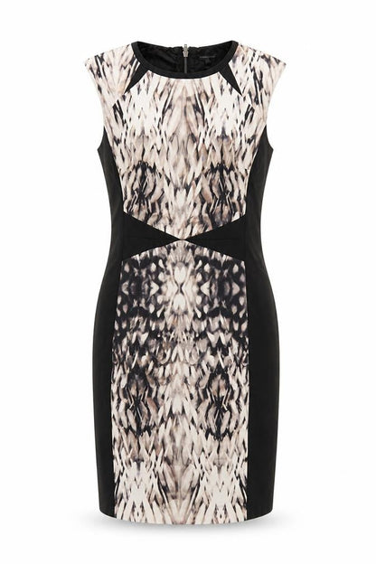 Warehouse Women's Black Beige Sheath Dress Size 14