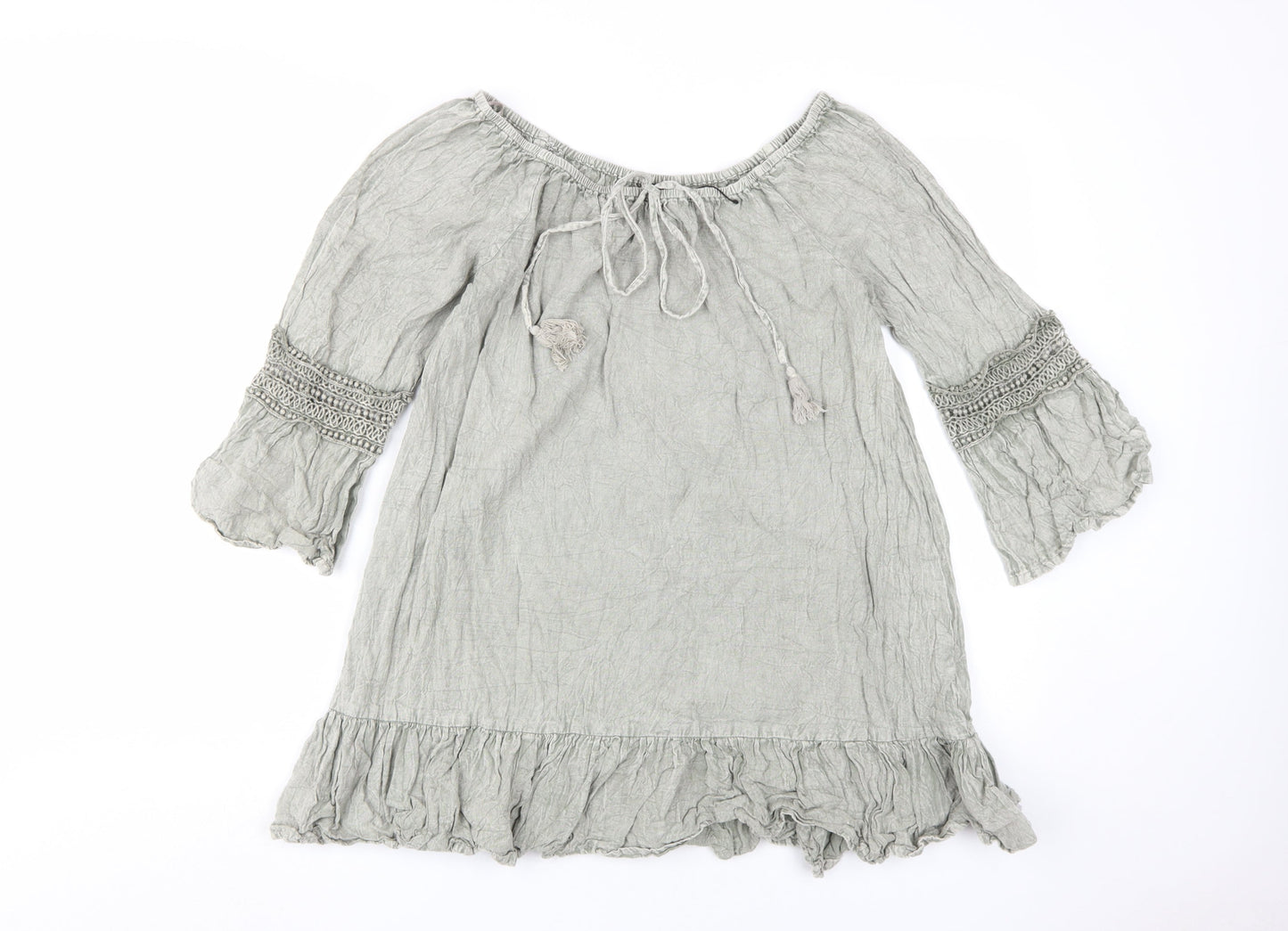 Blue Vanilla Women's Grey Off-Shoulder Tunic Blouse