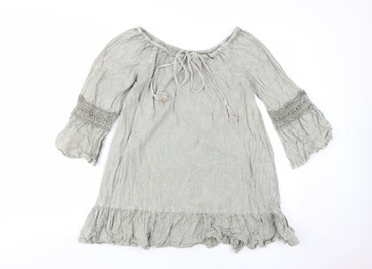 Blue Vanilla Women's Grey Off-Shoulder Tunic Blouse