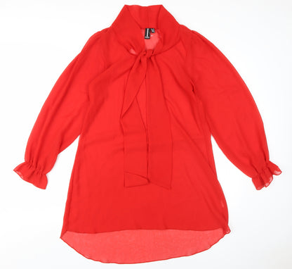 Izabel London Red Long Sleeve Chiffon Dress