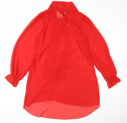 Izabel London Red Long Sleeve Chiffon Dress