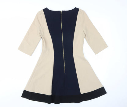 Topshop Women's Beige Black A-Line Dress Size 10