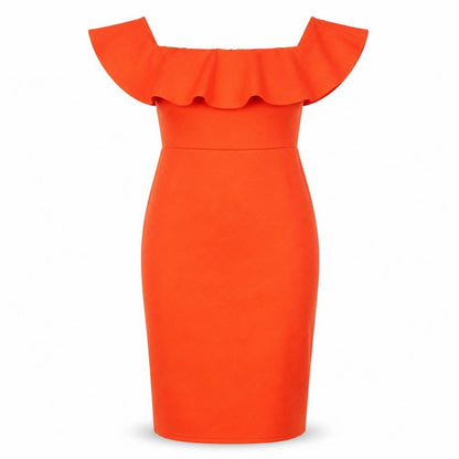 New Look Women's Orange Midi Off Shoulder Dress