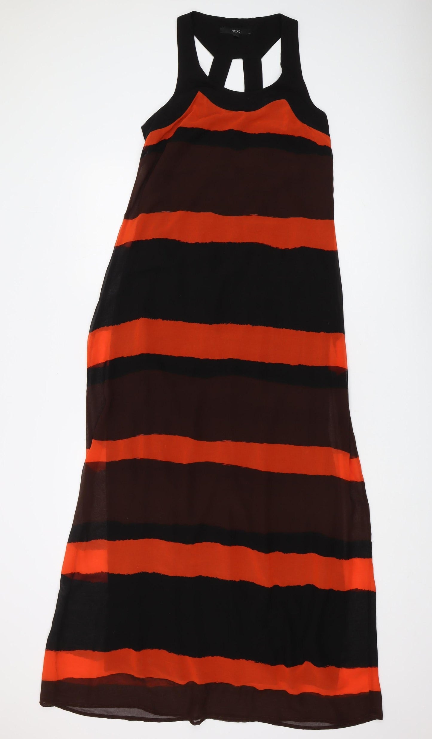 Next Women's Black & Orange Midi Slip Dress Size 8
