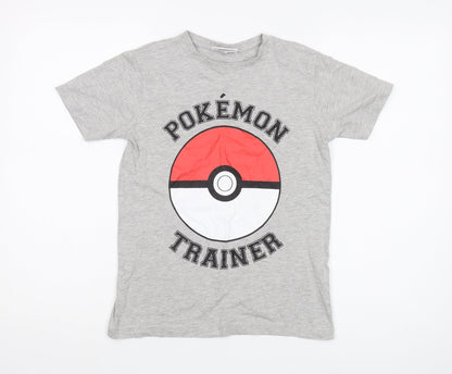 Pokémon Boys Grey T-Shirt 9-10 Years Graphic Print Logo