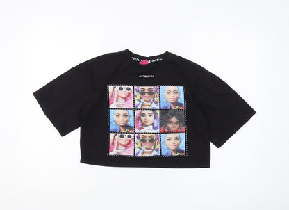 Barbie Girls Black Cropped T-Shirt 11-12 Years