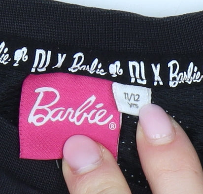 Barbie Girls Black Cropped T-Shirt 11-12 Years