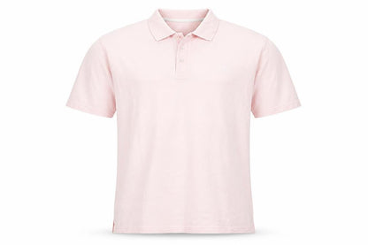 Front view of Cotton Trade Men's Pink Polo Shirt, size L, Casual Wear
