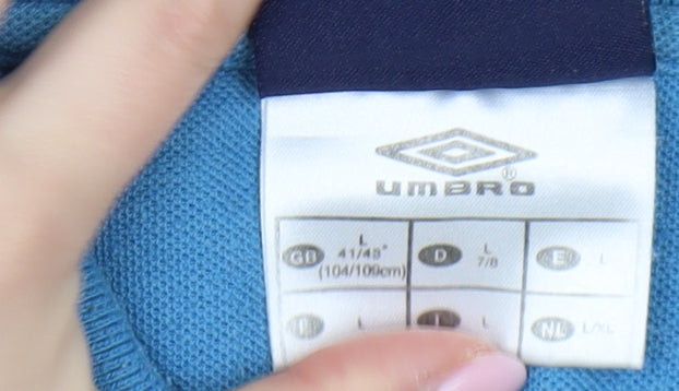 Umbro Mens Blue Polo L Classic Cotton Outdoor
