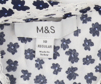 Womens UK Size 10 Marks and Spencer White Basic Blouse