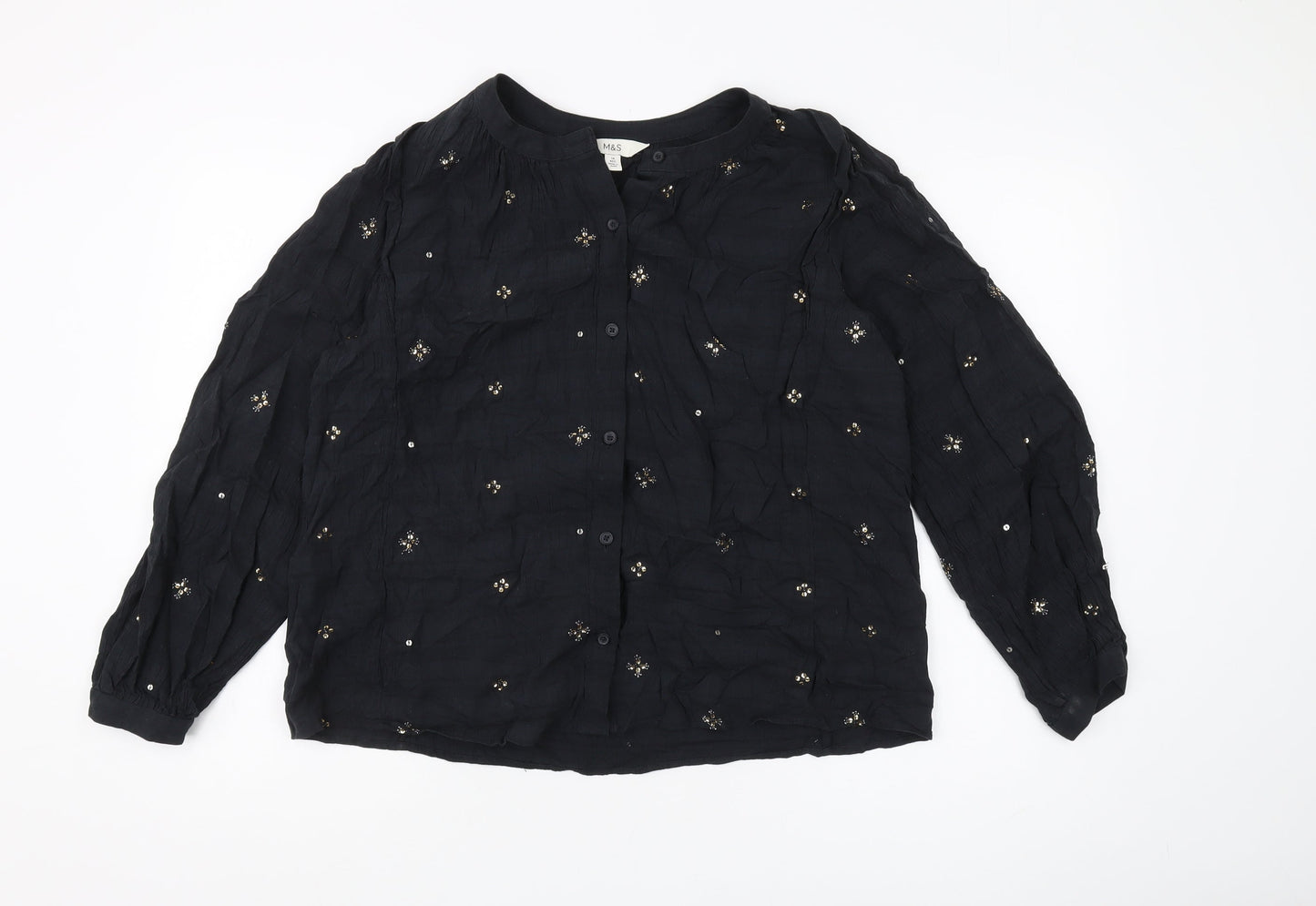 Womens UK Size 14 Marks and Spencer Black Basic Blouse