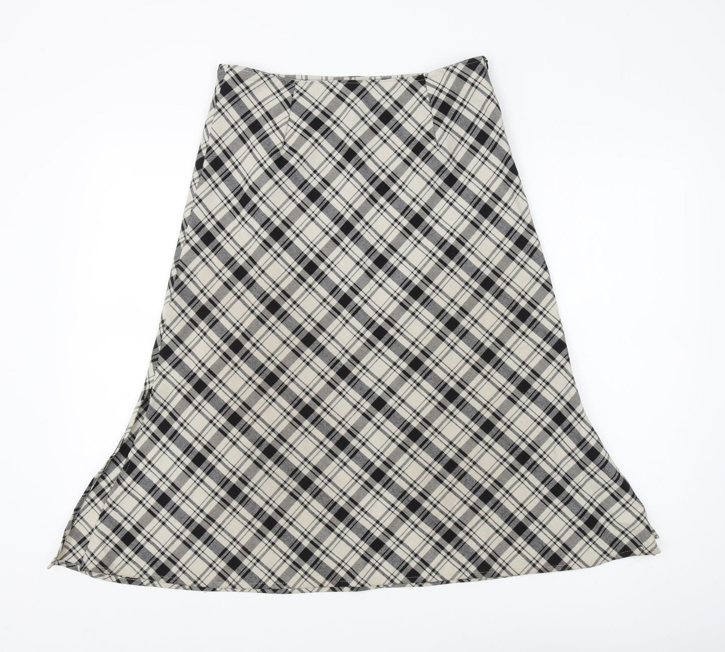 MNG Women's A-Line Plaid Skirt, Size 14, Black/Beige
