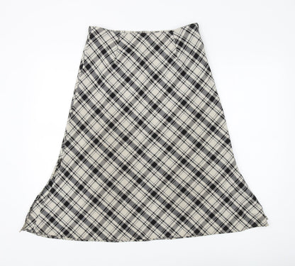 MNG Women's A-Line Plaid Skirt, Size 14, Black/Beige
