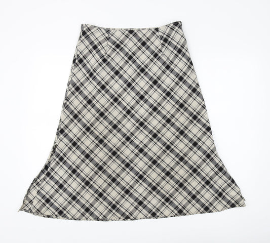 MNG Women's A-Line Plaid Skirt, Size 14, Black/Beige