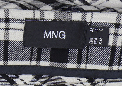 MNG Women's A-Line Plaid Skirt, Size 14, Black/Beige