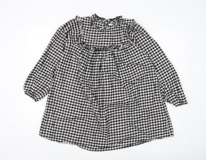 Next Girls Black Check A-Line Dress 11 Years Long Sleeve