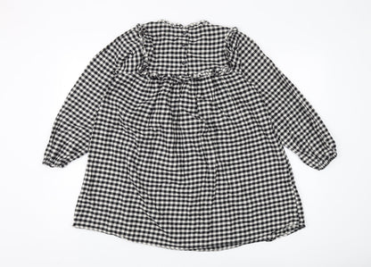 Next Girls Black Check A-Line Dress 11 Years Long Sleeve