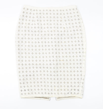 Mint Velvet Women's White Pencil Skirt Size 12 Elegant