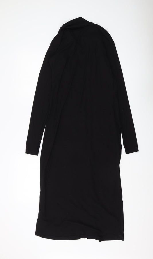 H&M Women's Black Midi Shirt Dress Size 12