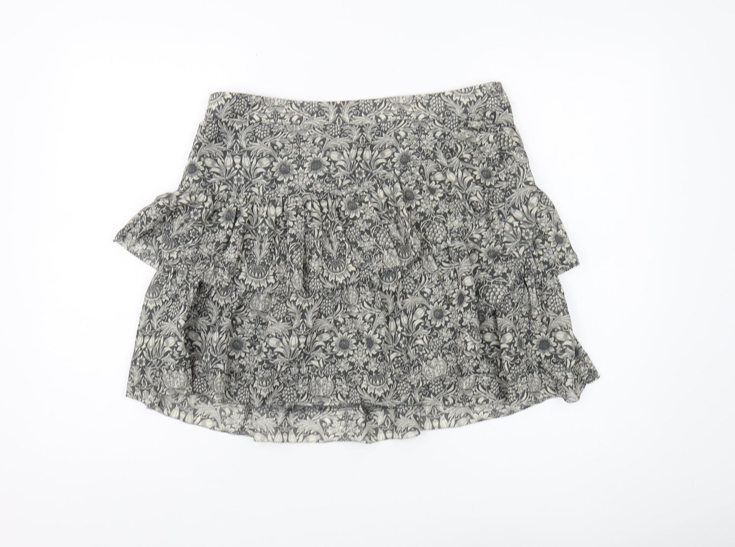 Next Women's Grey Floral Polyester Skirt Size 14