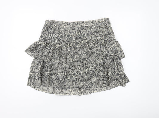 Next Women's Grey Floral Polyester Skirt Size 14