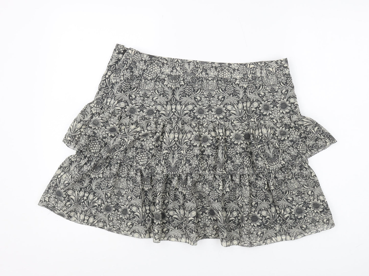 Next Women's Grey Floral Polyester Skirt Size 14