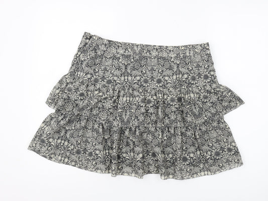 Next Women's Grey Floral Polyester Skirt Size 14