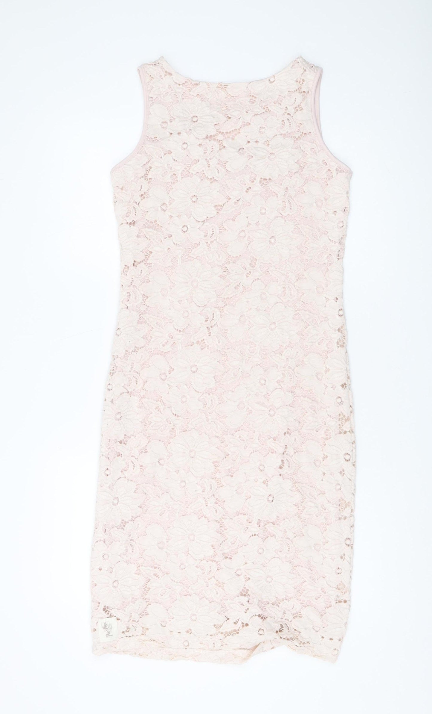 Women's Pink Floral Lace Sheath Dress - Size XS