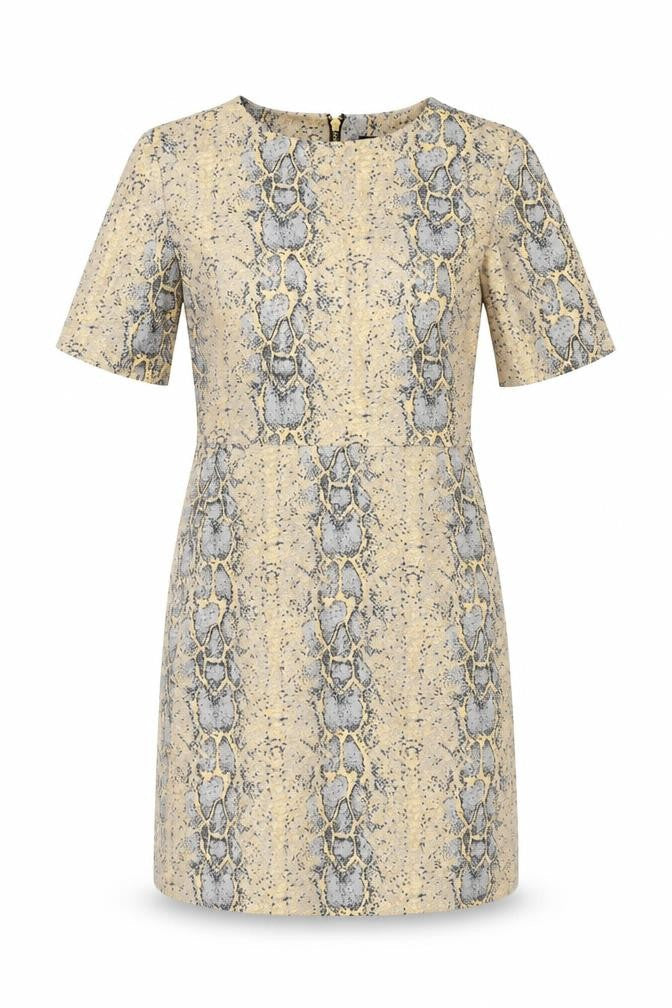 Topshop Women's Beige Animal Print Shift Dress, Size 10