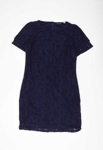 Dorothy Perkins Women's Blue Lace Sheath Dress Size 12