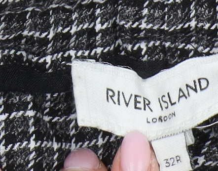 River Island Men's Black Check Jogger Trousers 32 Regular