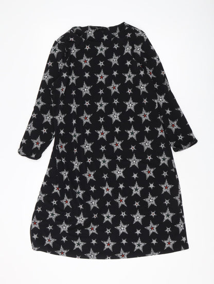 Next Women's Black Star Dress, Size 10, Long Sleeve