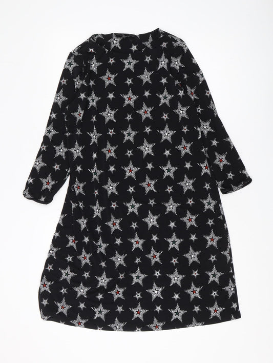 Next Women's Black Star Dress, Size 10, Long Sleeve