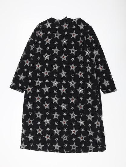 Next Women's Black Star Dress, Size 10, Long Sleeve